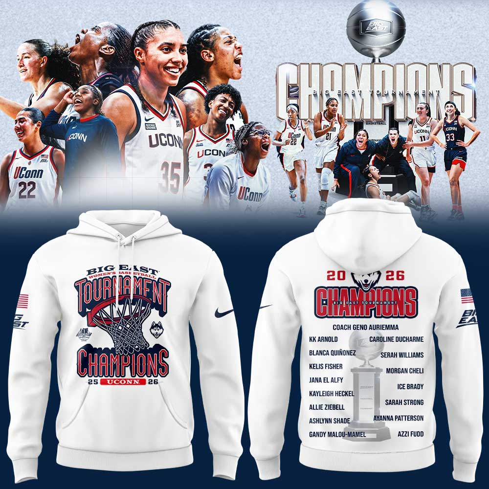 UConn Women’s Basketball 2026 BIG EAST Tournament Champions White Hoodie