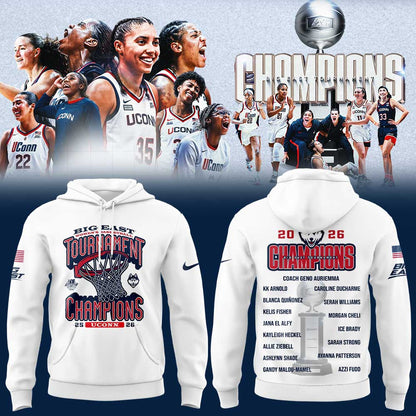UConn Women’s Basketball 2026 BIG EAST Tournament Champions White Hoodie
