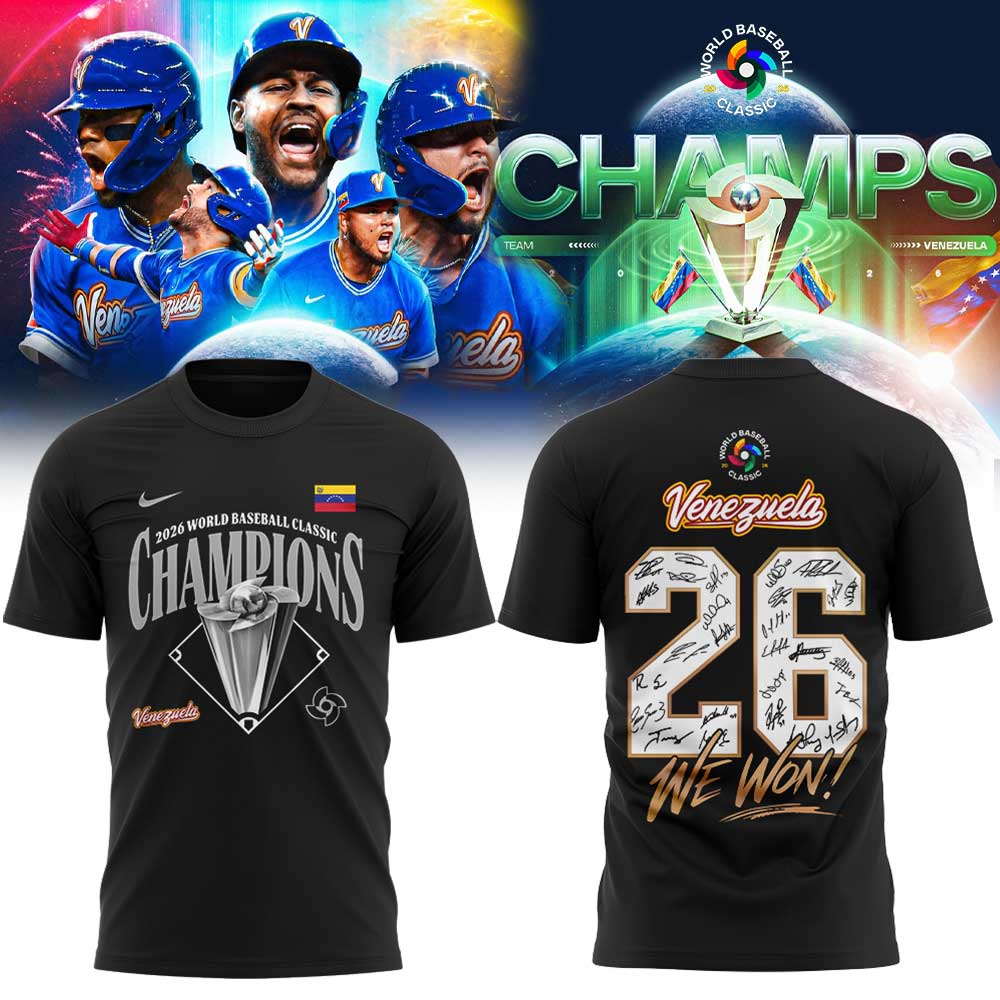 Team Beisbol Venezuela 2026 World Baseball Classic Champions Black Shirt V5