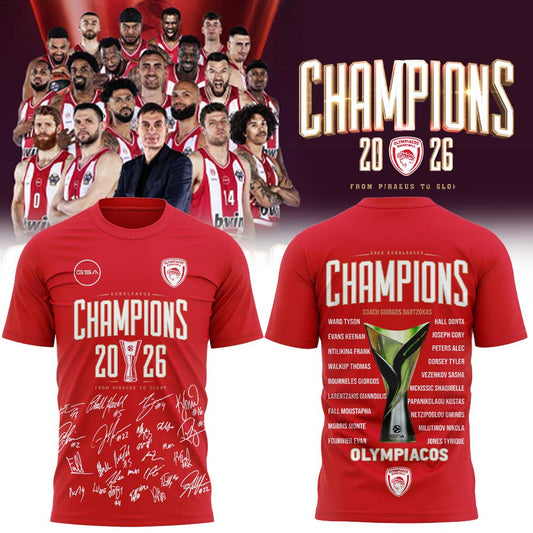 Olympiacos EuroLeague Champions 2026 Tee