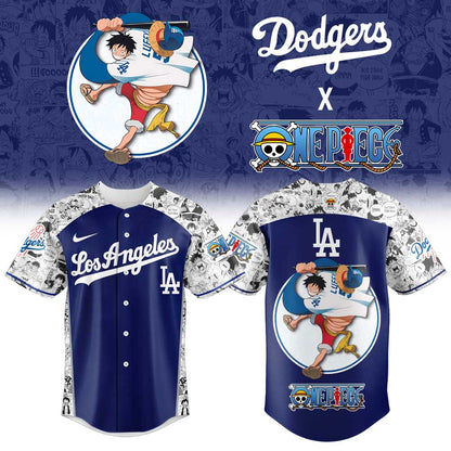 . LA Dodgers Straw Hats ONE PIECE Night Limited Jersey Blue