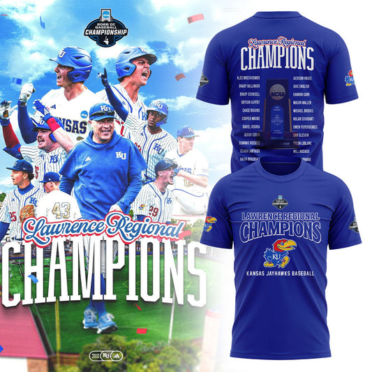 Kansas Baseball Lawrence Regional Champions 2026 Shirt Blue