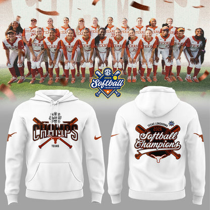 Texas Longhorns 2026 Softball Tournament Champions Locker Room Hoodie White