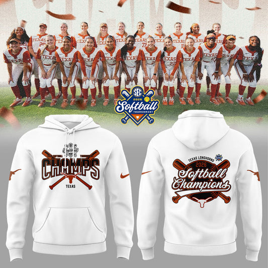 Texas Longhorns 2026 Softball Tournament Champions Locker Room Hoodie White