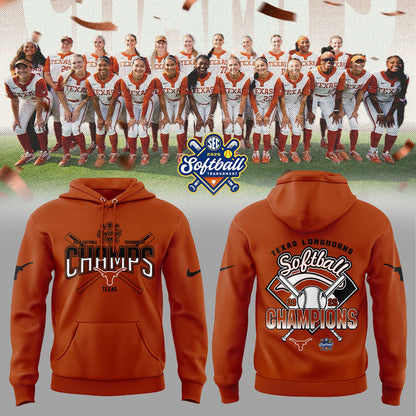 Texas Longhorns 2026 Softball Tournament Champions Locker Room Hoodie Orange V2