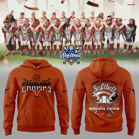 Texas Longhorns 2026 Softball Tournament Champions Locker Room Hoodie Orange V2