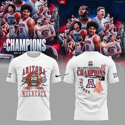 A Wildcats 2026 Big 12 Men’s Basketball Tournament Championship White Shirt