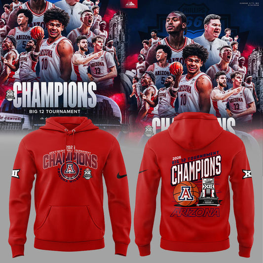A Wildcats 2026 Big 12 Men’s Basketball Tournament Championship Red Hoodie V3