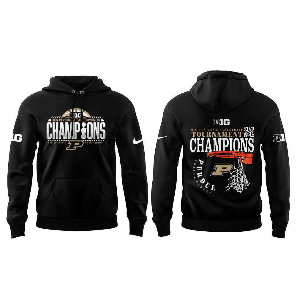 .Purdue Boilermakers 2026 Big Ten Men’s Basketball Tournament Champions Hoodie Black