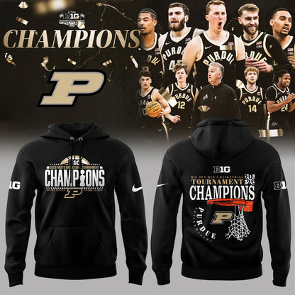 .Purdue Boilermakers 2026 Big Ten Men’s Basketball Tournament Champions Hoodie Black