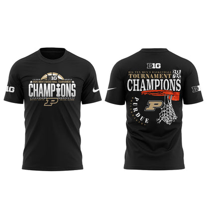 .Purdue Boilermakers 2026 Big Ten Men’s Basketball Tournament Champions Shirt Black