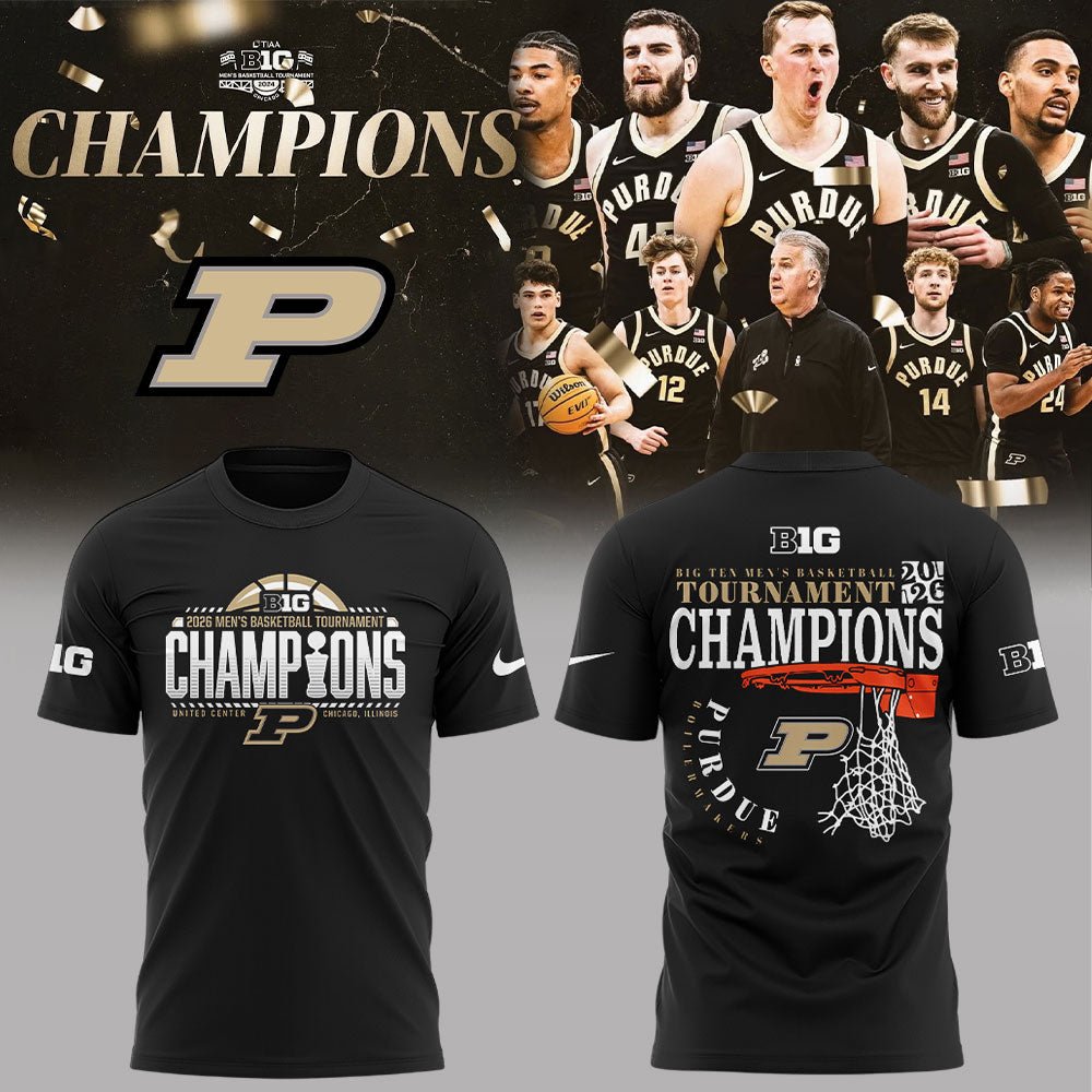 .Purdue Boilermakers 2026 Big Ten Men’s Basketball Tournament Champions Shirt Black