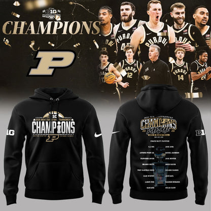 .Purdue Boilermakers 2026 Big Ten Men’s Basketball Tournament Champions Hoodie Black V2