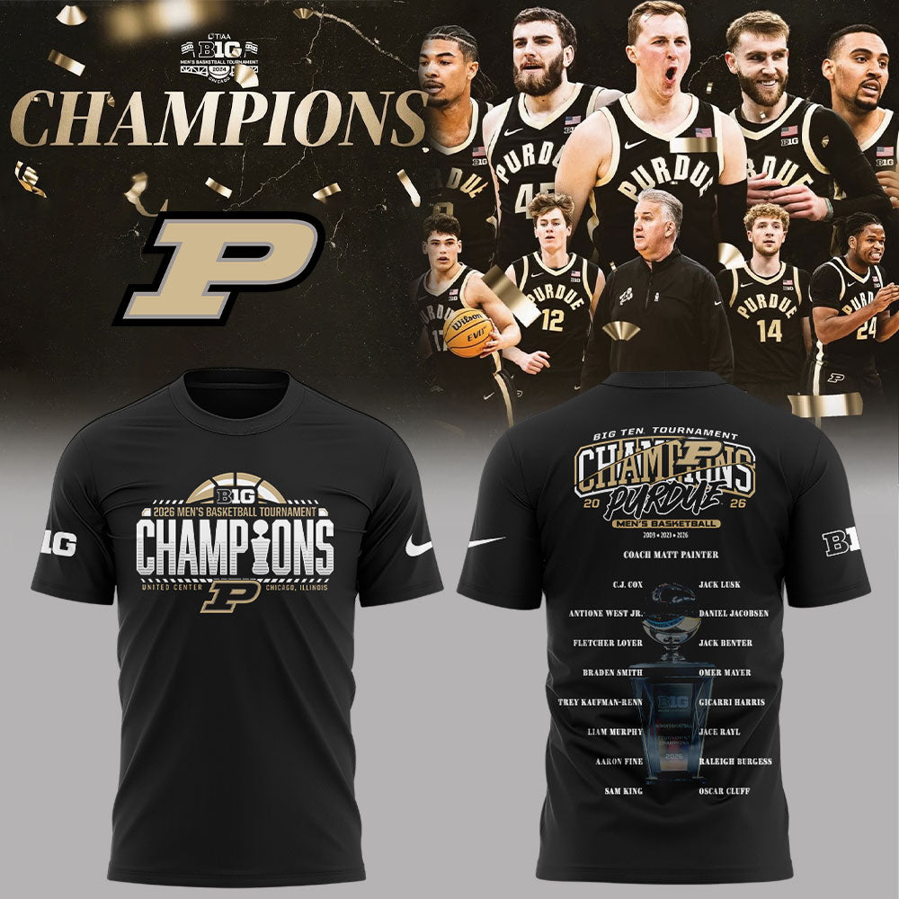 .Purdue Boilermakers 2026 Big Ten Men’s Basketball Tournament Champions Shirt Black V2
