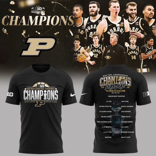 .Purdue Boilermakers 2026 Big Ten Men’s Basketball Tournament Champions Shirt Black V2