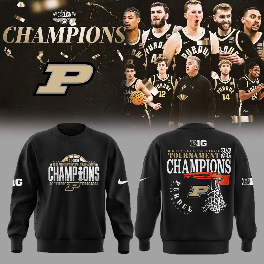.Purdue Boilermakers 2026 Big Ten Men’s Basketball Tournament Champions Sweatshirt Black