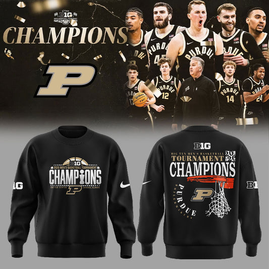 .Purdue Boilermakers 2026 Big Ten Men’s Basketball Tournament Champions Sweatshirt Black