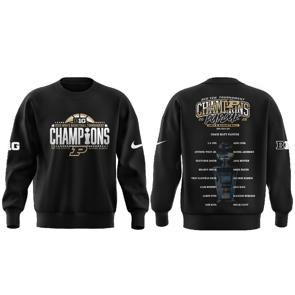 .Purdue Boilermakers 2026 Big Ten Men’s Basketball Tournament Champions Sweatshirt Black V2