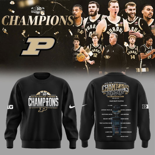 .Purdue Boilermakers 2026 Big Ten Men’s Basketball Tournament Champions Sweatshirt Black V2