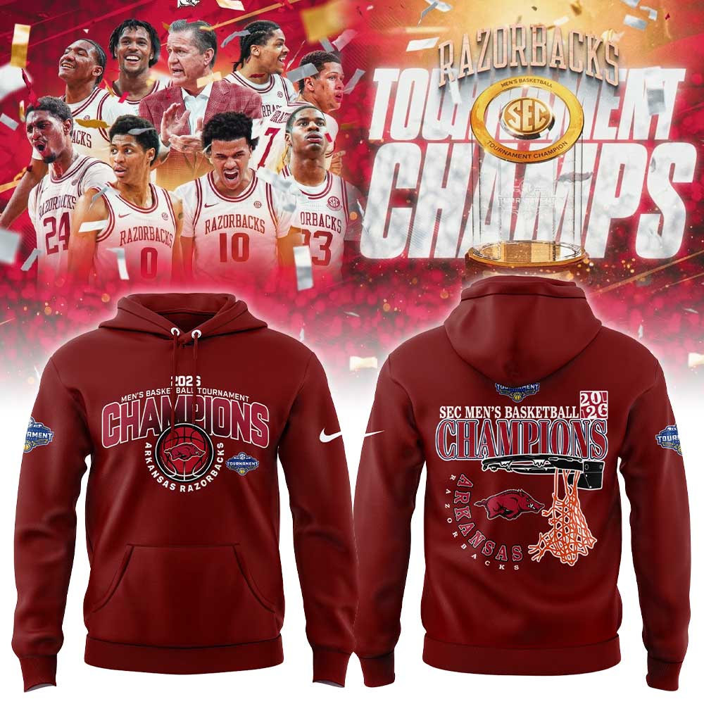 A Razorbacks Basketball 2026 SEC Men’s Basketball Tournament Champions Red Hoodie V2