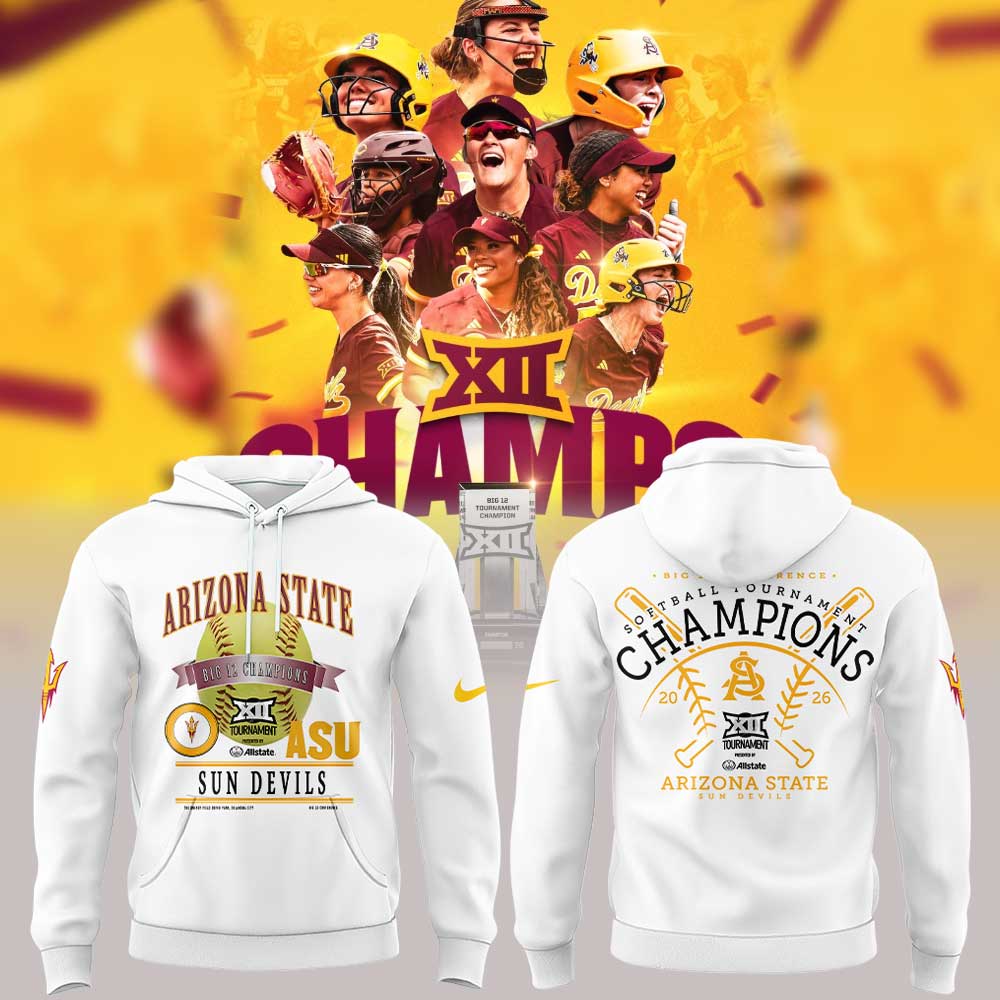 Arizona State Sun Devils 2026 Softball Tournament Champions Locker Room Hoodie White V2