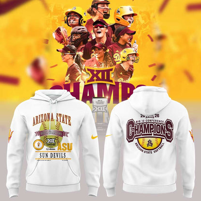 Arizona State Sun Devils 2026 Softball Tournament Champions Locker Room Hoodie White