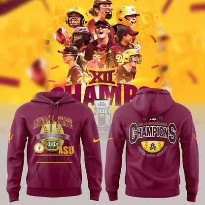 Arizona State Sun Devils 2026 Softball Tournament Champions Locker Room Hoodie Red