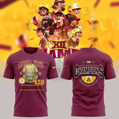 Arizona State Sun Devils 2026 Softball Tournament Champions Locker Room Shirt Red