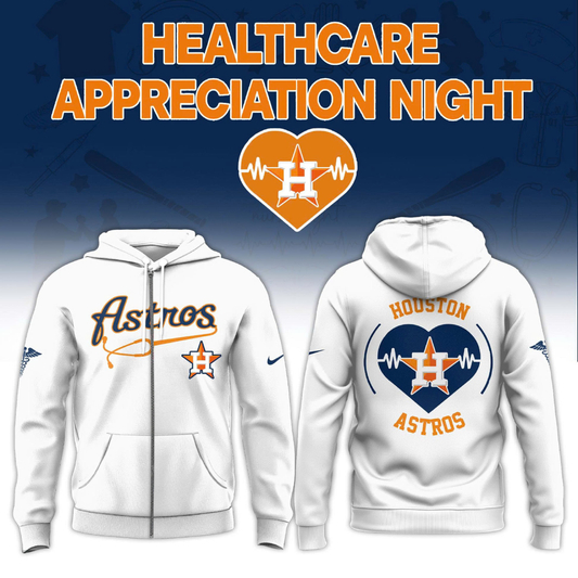 2026 Houston Astros Healthcare Appreciation Night Limited Edition ZIP Hoodie Jogger And Cap White Outfit