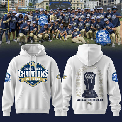 .GT.Yellow Jackets 2026 ACC Tournament & Regular Season Back2Back Champions Hoodie