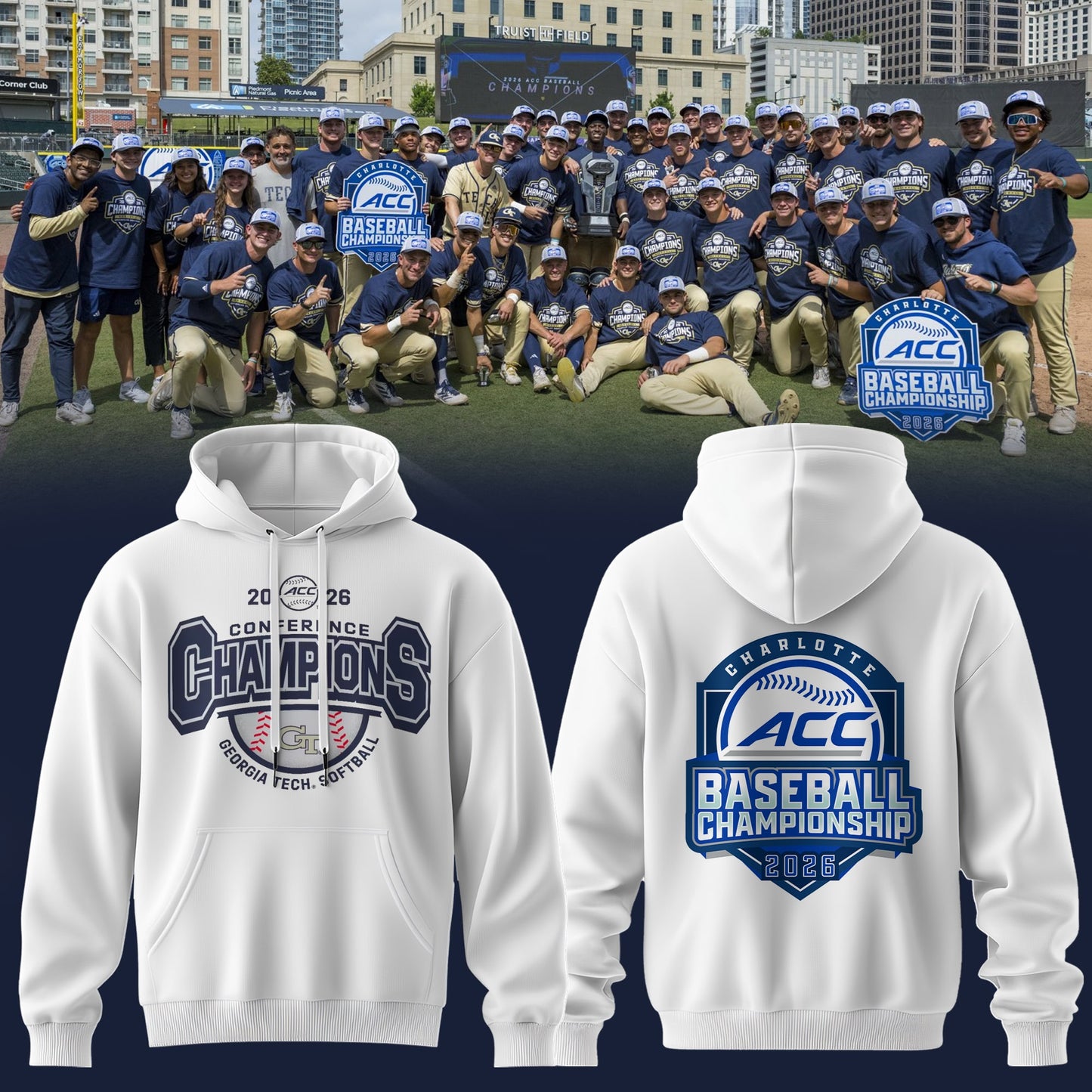 .GT.Yellow Jackets 2026 ACC Tournament & Regular Season Back2Back Champions Hoodie