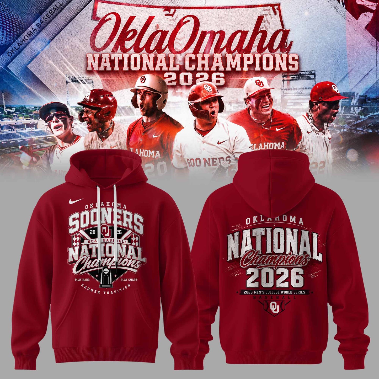 Oklahoma Sooners Baseball 2026 National Champions Hoodie