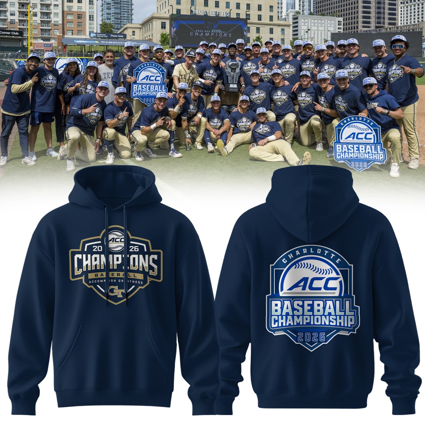 .GT.Yellow Jackets 2026 ACC Tournament & Regular Season Back2Back Champions Hoodie