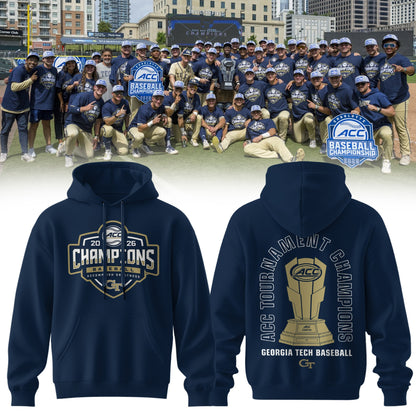 .GT.Yellow Jackets 2026 ACC Tournament & Regular Season Back2Back Champions Hoodie
