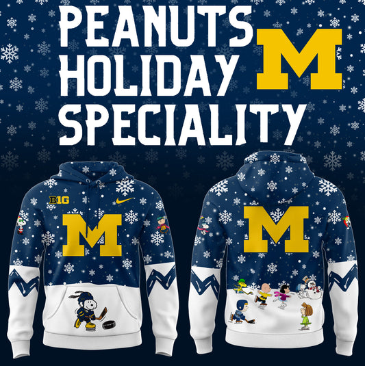 Limited Edition Michigan Ice Hockey Peanuts Holiday Speciality Hoodie 2024