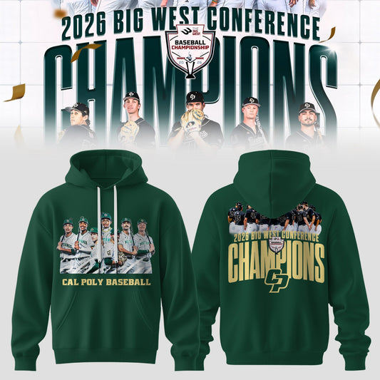 _Big West Conference 2026 Champions – Cal Poly Mustangs Baseball Hoodie
