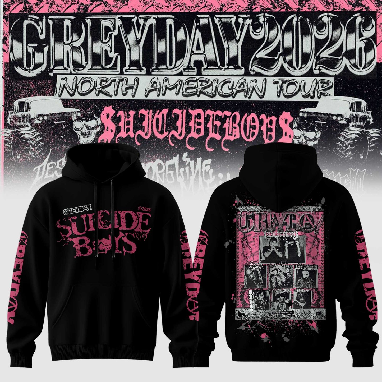 $uicideboy$ Greyday 2026 – North American Tour Hoodie
