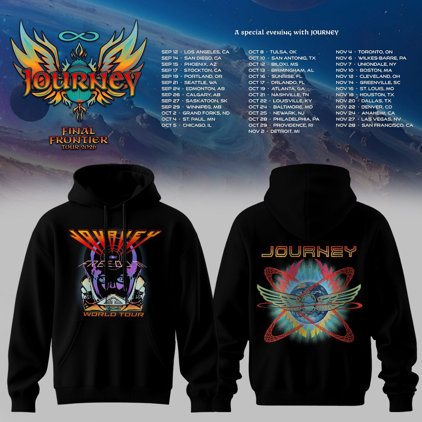 JOURNEY – FINAL FRONTIER 2026 TOUR HOODIES | LIMITED DROP