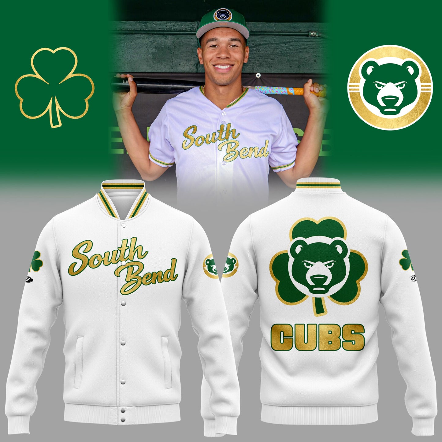 Cubs x Inspired by Notre Dame 🐻☘️ Baseball Jacket