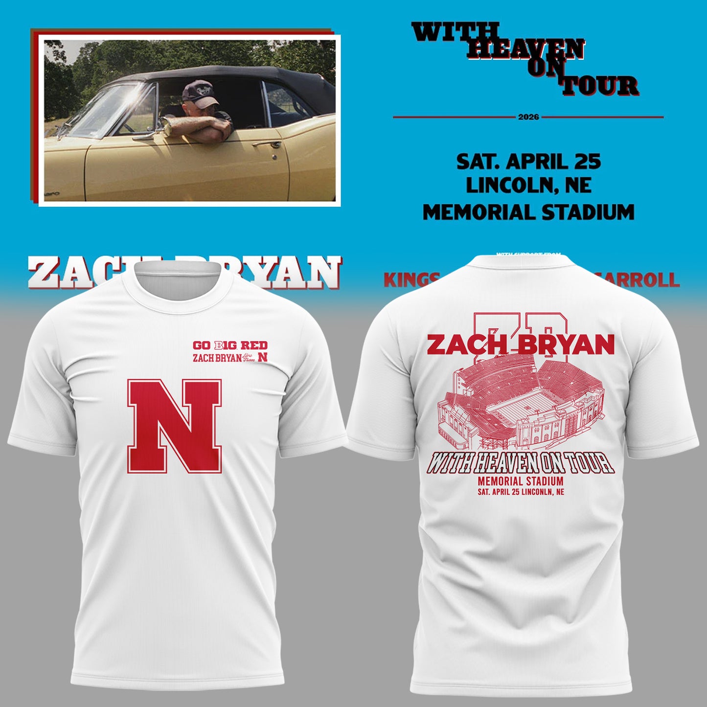 Limited Edition “With Heaven On Tour 2026” at Memorial Stadium Shirt