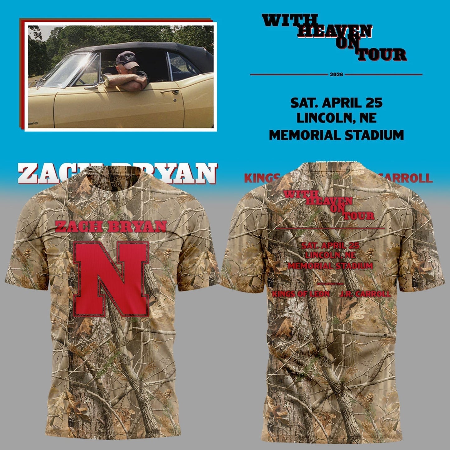 Limited Edition “With Heaven On Tour 2026” at Memorial Stadium Tshirt