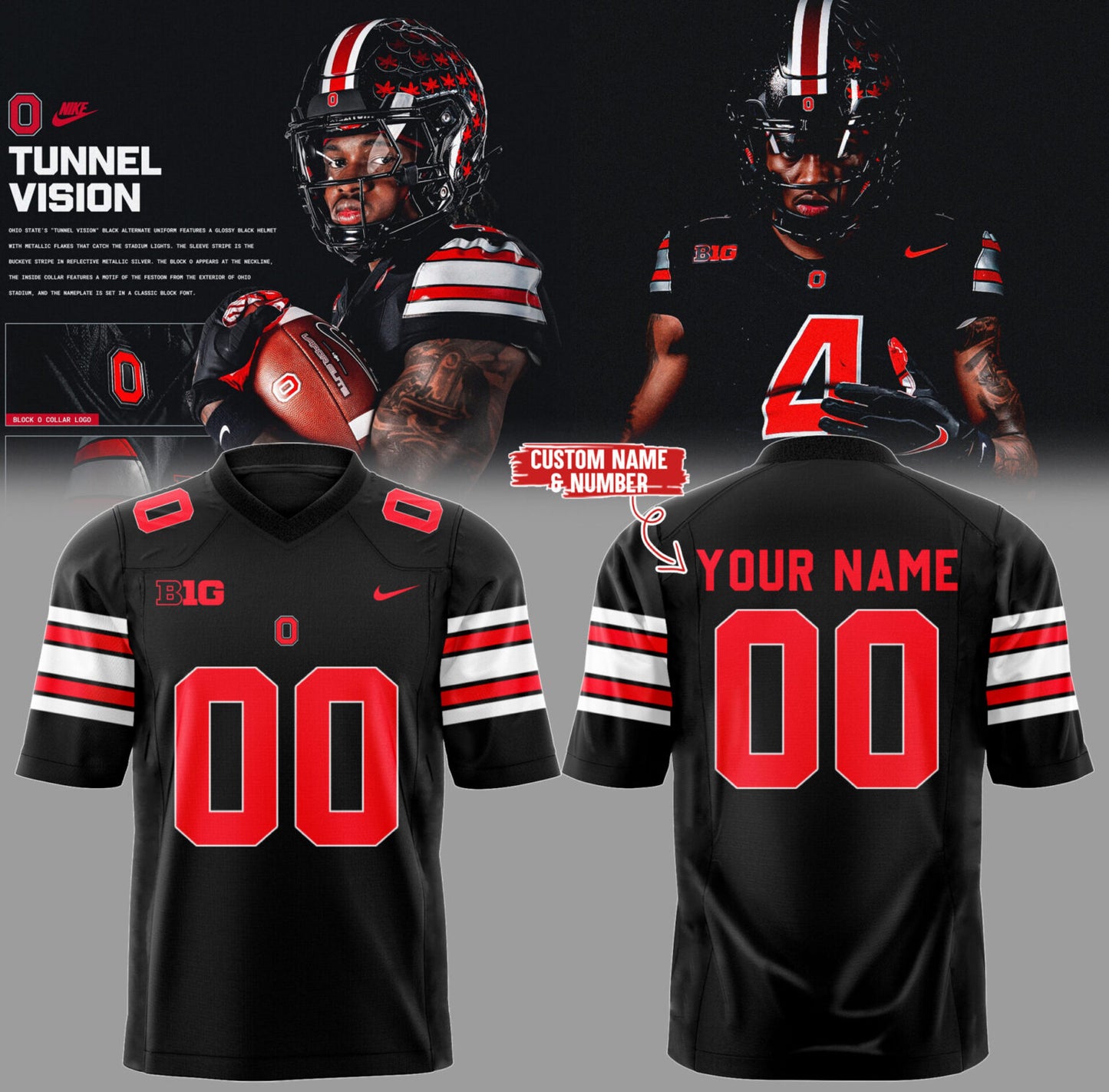 Limited Edition Black out “Tunnel Vision” ⚫️🔴 Custom Football Jersey