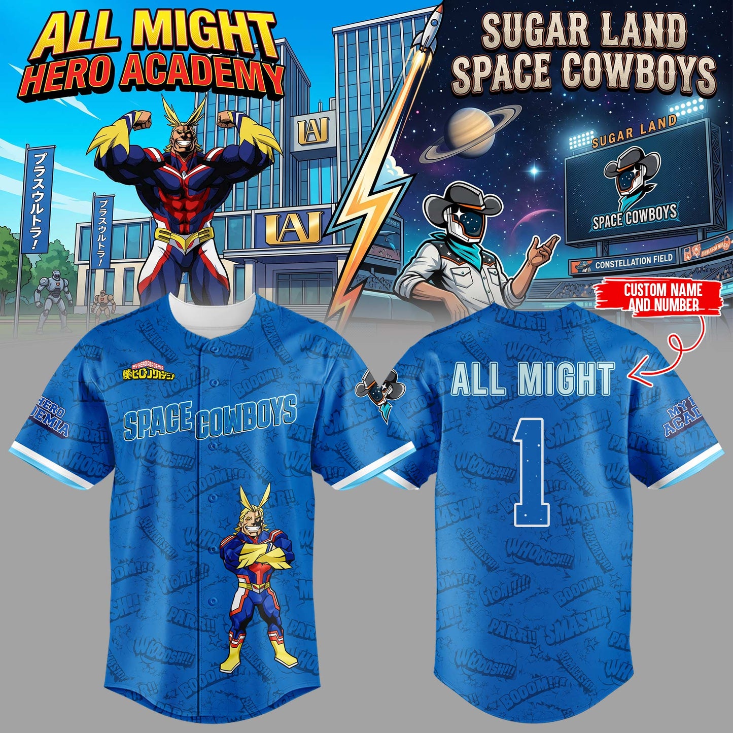 Space Cowboys ⚾🌌 Anime Night Custom Baseball Jersey