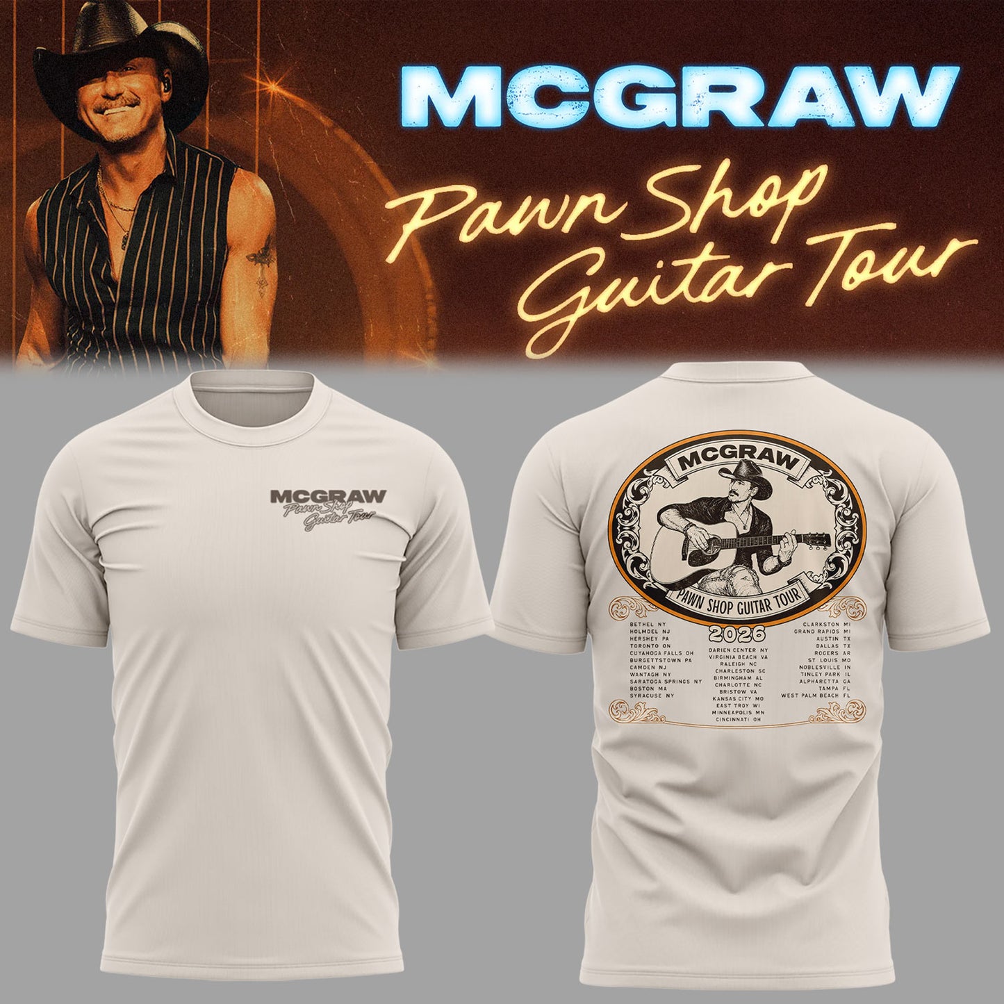Limited Edition Pawn Shop Guitar Tour 2026 At Bethel, NY Shirt