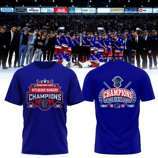 _Kitchener Hockey Champions 2026 Blue Fan Tee – Ontario League Victory Shirt