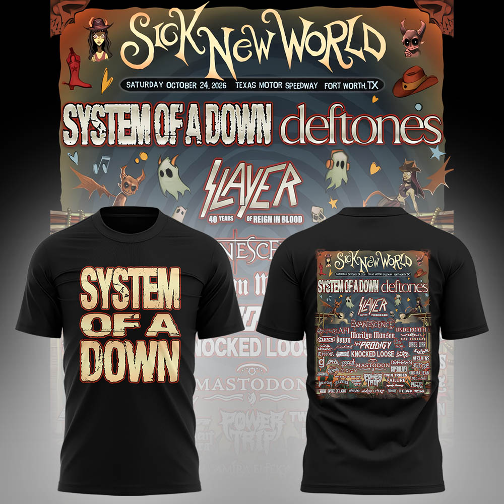 Limited Edition SOAD Tour 2026 SICK NEW WORLD Tshirt