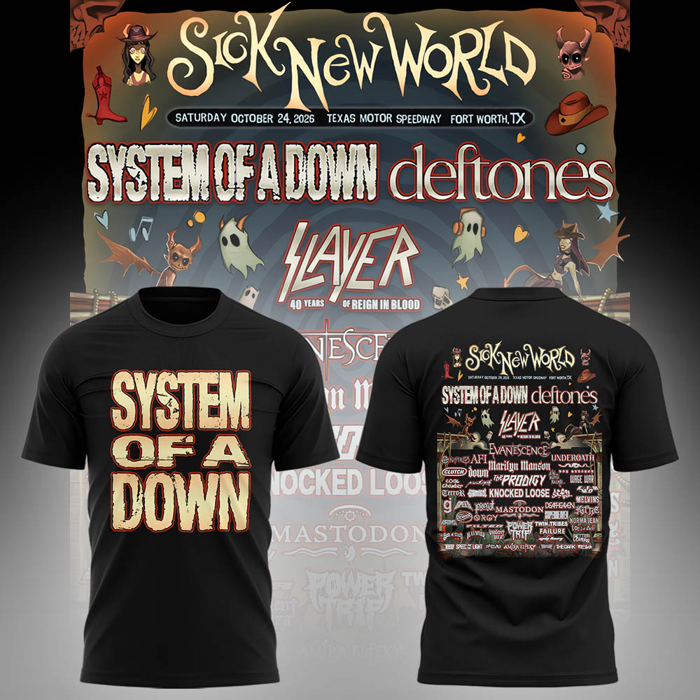 Limited Edition SOAD Tour 2026 SICK NEW WORLD Tshirt
