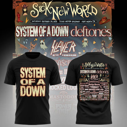 Limited Edition SOAD Tour 2026 SICK NEW WORLD Tshirt