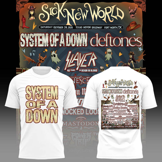 Limited Edition SOAD Tour 2026 SICK NEW WORLD Tshirt