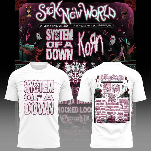 Limited Edition SOAD Tour 2026 SICK NEW WORLD Tshirt